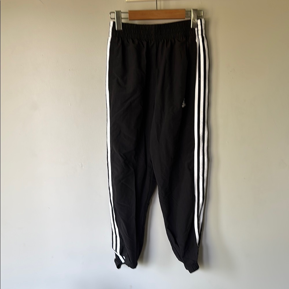 Adidas Striped Jogger Track Pants High Waist Cropped Windbreaker Small